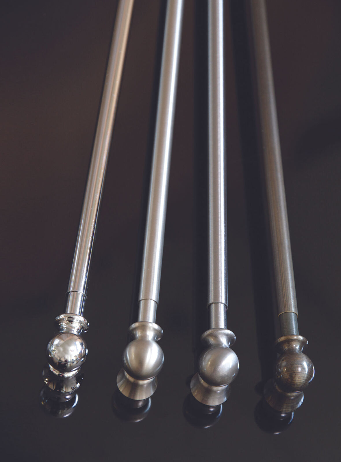 Telescopic Café curtain Rods in 4 different metal finishes